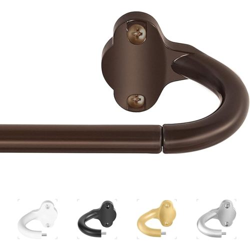 Bronze Wrap Around Curtain Rods:5/8 Inch Blackout Adjustable Window Curtain Rod for Bedroom Kitchen Apartment Renter Friendly,Room Darkening Curved Drapery Rods Easy Install,Antique Brown 28-60"