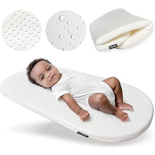 Foldable Baby Changing Pad. Moses Basket or Oval Bassinet Mattress Pad with Ultra Soft Cover. Replacement Diaper Changing Station Mattress. Changing Table Topper for Dresser. 29” x 15”