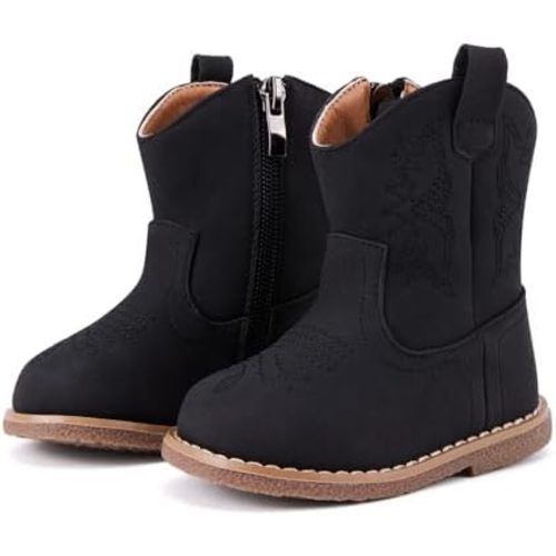 BMCiTYBM Baby Cowboy Cowgirl Boots Infant Western Boots Toddler Boys Girls Round Toe Riding Mid Calf Boots All Seasons for 6 9 12 18 24 Months