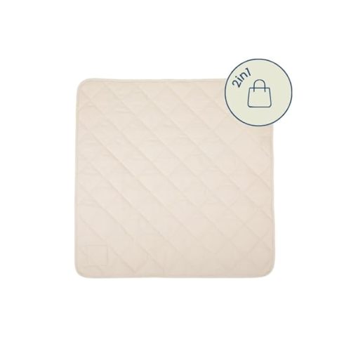 Snuggle Me® 2-in-1 Baby Play Mat - 100% Organic Cotton Baby Mat for Floor Play, Quilted, Foldable Playmat with Matching Tote Bag Included, Safety Certified & Machine Washable (37" x 37") - Natural