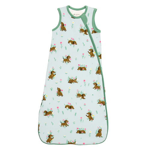 Larkspur Baby | Bamboo Wearable Blanket | Sleep Sack in Dachshund Garden
