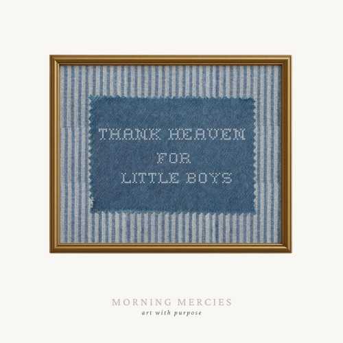 Thank Heaven for Little Boys Wall Art, Blue Boys Room Print, Preppy Southern Nursery Decor, Vintage Style Print, Blue Nursery Wall Decor