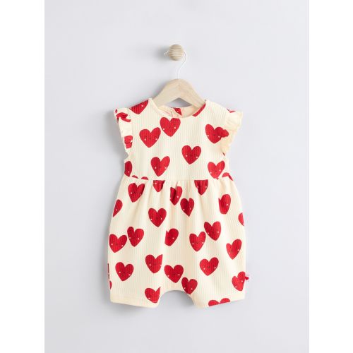 Red Heart Printed Frill Baby 100% Cotton Romper