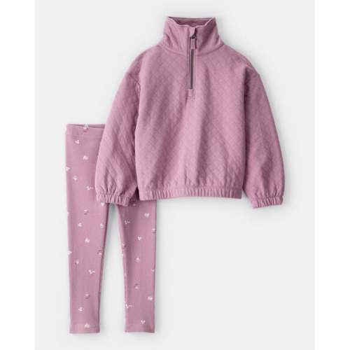 Toddler Girl Quilted Quarter-Zip & Floral Legging Set - Purple - Carter's | Carter's
