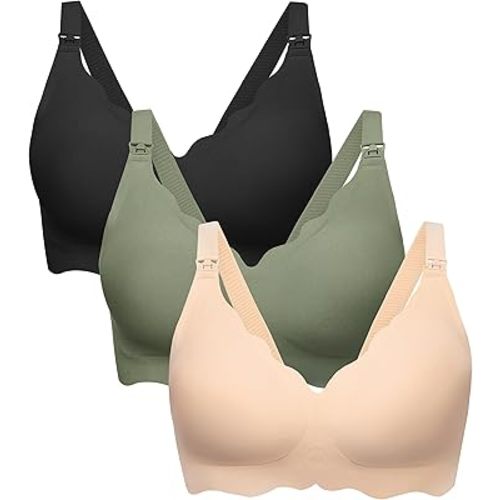 Angelhood Nursing Bras for Breastfeeding 3 Pack Seamless Maternity Bra