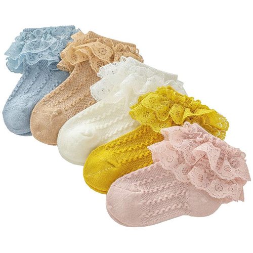 QandSweet Baby Girls' Eyelet Flower Socks Ankle Sock for Newborn Infant Toddlers Kids (0-12 Months)