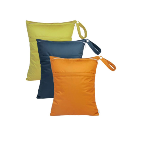 babygoal Wet Dry Bags 3 Pack for Baby Cloth Diapers, Washable Travel Bags, Beach, Pool, Gym Bag for Swimsuits & Wet Clothes with Two Zippered Pockets 3LN29