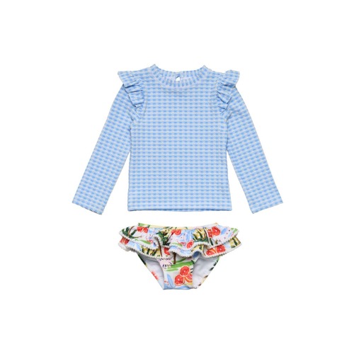 Ciao Paradiso Ruffle Long Sleeve UPF 50+ Two-Piece Swimsuit