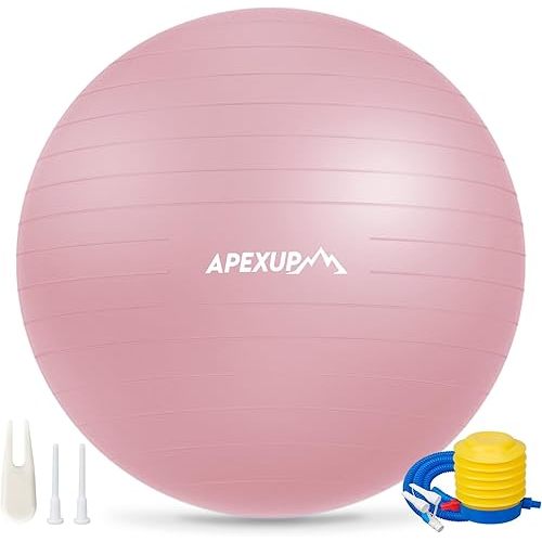 APEXUP Yoga Ball, 660 lbs Anti-Burst Exercise Ball with Pump, 5 Sizes