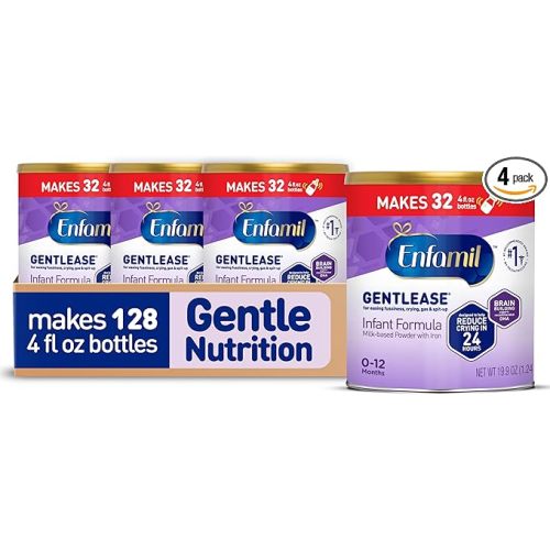 Enfamil Gentlease Easy to Digest Baby Formula, Brain Supporting DHA, for Easing Fussiness, Gas, Crying and Spit-up, 19.9 Oz Can, 4 Count