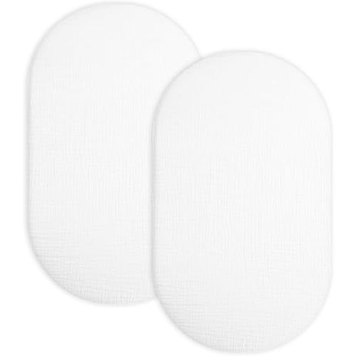 Bassinet Sheet for Baby Boy Girl 2 Pack, Fitted Sheets for Rectangle, Oval, Hourglass Bassinet Mattress, Muslin Moses Basket Sheets (White-White, Bassinet Sheet)