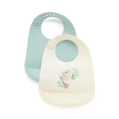 Purebaby Silicone Feeding Bib 2 Pack - Koala Hug | Baby Bunting AU