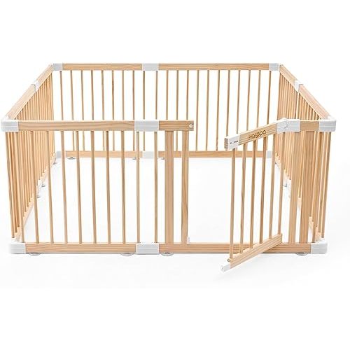 HARPPA Baby Gate Playpen for Babies and Toddlers Wooden Playpen Large Baby Fence Play Yards for Play Area (56x56x24 inches)
