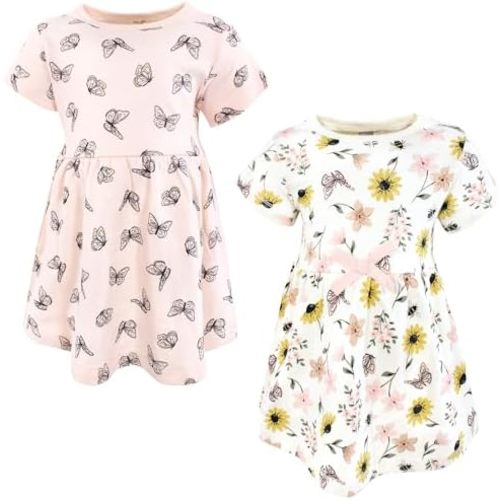 Touched by Nature Girls' One Size Organic Cotton Short Long-Sleeve Dresses