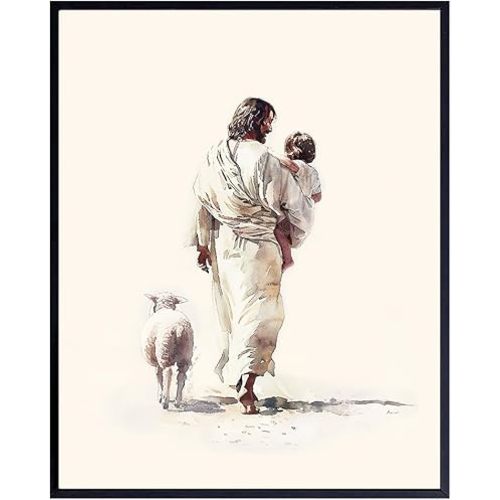 Lamb of God Jesus Christ Art - Jesus Painting, Catholic Gifts, Godly Gifts for Women, Childrens Room Decor, Baby Nursery Room Decor, spiritual Kid Bedroom Print, Religious Christian Art Wall Artwork