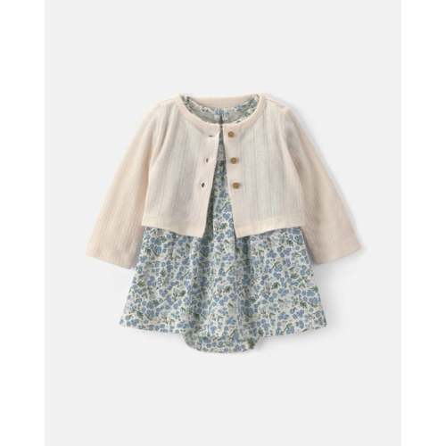 Baby Girl 2-Piece Floral Cardigan Dress Set - Blue | Carter's
