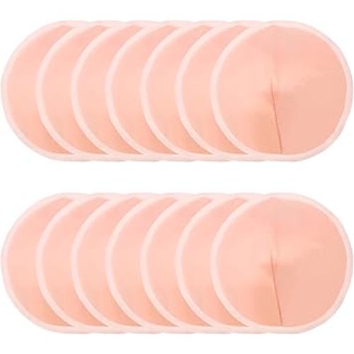 Nursing Pads Reusable, 14 Count Super Absorbent and Keep Dry Breast Pads for Leaking Milk Breastfeeding Moms Essentials (Beige,15cm/5.91in)