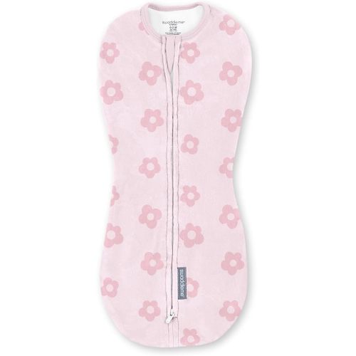 SwaddleMe by Ingenuity Compression Baby Swaddle Pod, Two-Way Zipper for Easy Diaper Changes, Improves Sleep & Calms Startle Reflex, 0-2 Months, 1.0 TOG, 1-Pack - Flower Confetti