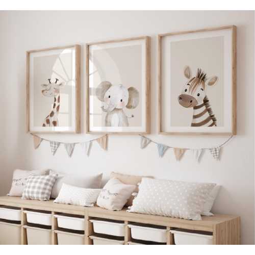 Set of 3 8x10 Safari Nursery Prints