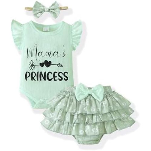 Mioglrie Baby Girl Clothes Newborn Girl Outfits Summer Short Sets Ruffle Sleeve Clothes for 3 6 12 18 Months Girls
