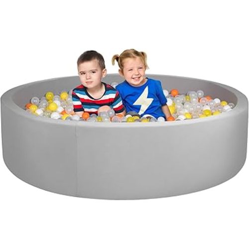48 Inch Foam Ball Pit for Children Toddlers,Baby Soft Round Ball Pool, Ideal Gift for Babies Infants Indoor and Outdoor Game -(Balls NOT Included) Light Grey