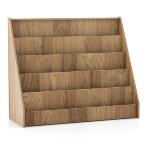 5-Tier Kids Bookshelf with Deep Compartments and Stable Baby Book Case-Natural