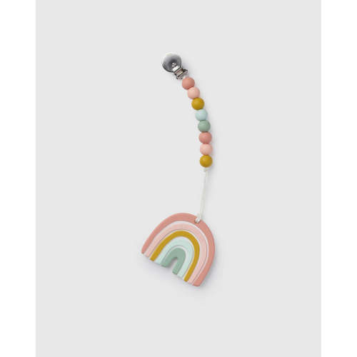 Pacifier Clip Teether Set - Pastel Rainbow
