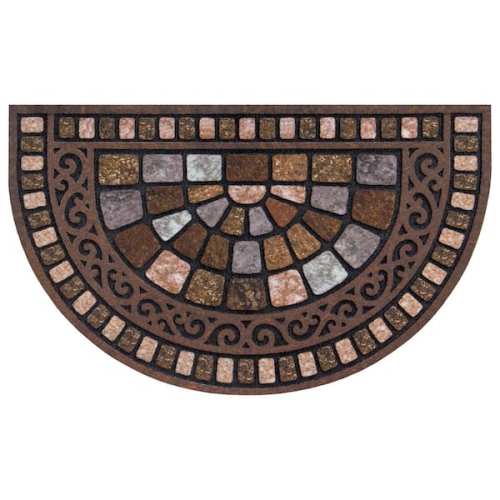 Stone Multi 18 in. x 30 in. Rubber Half Round Non-Slip Outdoor Door Mat
