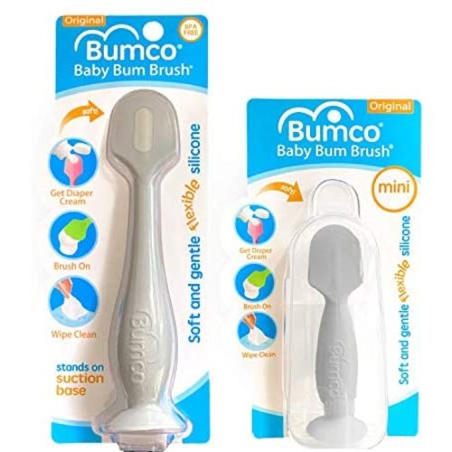 Bumco Diaper Cream Spatula + Mini Baby Bum Brush for Baby Butt Cream with Travel Case - Diaper Cream Applicator Set, Butt Spatula Baby Necessities, Diaper Cream Brush, Gray