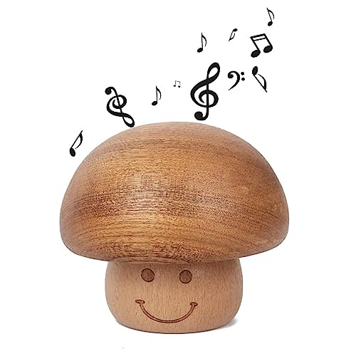 Castle in The Sky Mechanism Music Box Cute Mini Mushroom Vintage Wood Carved Musical Gift for Birthday Valentine's Day Christmas Thanksgiving Day