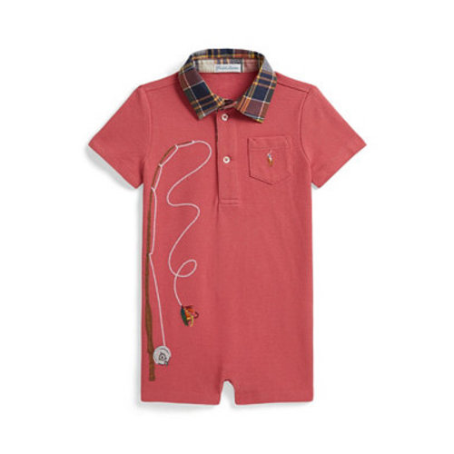 Baby Boys' Fishing Pole Cotton Mesh Polo Shortall