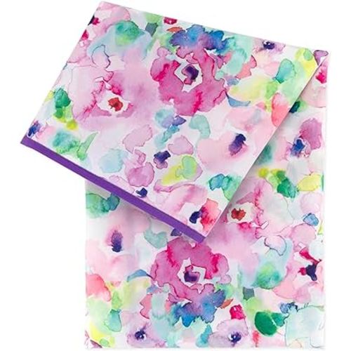 Bumkins Baby Splat Mat for Under High Chair, Babies Toddlers Eating Mess Mat, Waterproof Reusable Cloth for Arts and Crafts, Playtime for Kids, Floors or Tables, Fabric 42inx42in, Watercolors Floral