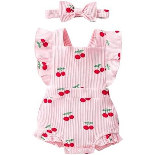 QITUDATEY Baby Girl Clothes Romper Summer Ruffle Sleeve Jumpsuit 0-12M