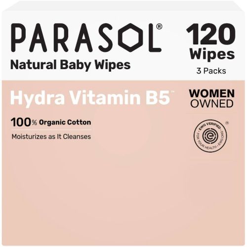 Parasol 100% Organic Cotton Hydra Vitamin B5 Baby Wipes - 3 Packs - 120ct
