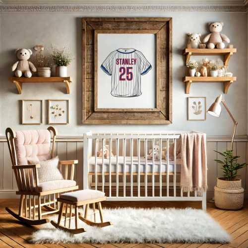 Watercolor Classic Baseball Jersey Art Print, Personalized Baseball Art Decor for Kids room Nursery or Office, Baseball Lover Gift