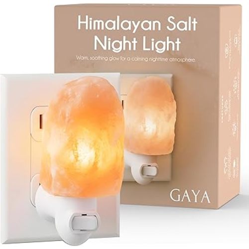 Himalayan Salt Night Light Plug In - Salt Rock Lamp for Bedroom, Bathroom & Hallway | 360 Rotating Plug | Warm Amber Glow | Calming Sleep Light | 2 Bulbs Included | Kids Safe UL Listed | Gift Ready