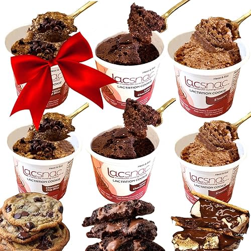 Lacsnac Ultimate Variety Lactation Cookie Cup S'mores, Chocolate Chip Bliss, Lotsa Chocolate (1.8 oz, Pack of 12) for Nursing Moms - Made With Flax Seeds, Brewer’s Yeast, Spinach and Broccoli - Promotes Lactation Support & Healthy Breast Milk Supply - GMO