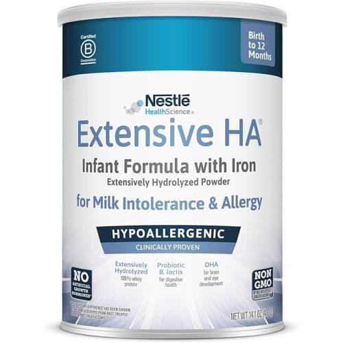 Extensive HA Infant Formula, Hypoallergenic Extensively Hydrolyzed Formula with Iron, DHA & Probiotics, or Milk Intolerance & Allergy, 0-12 Months, 14.1 Ounce (Pack of 1)