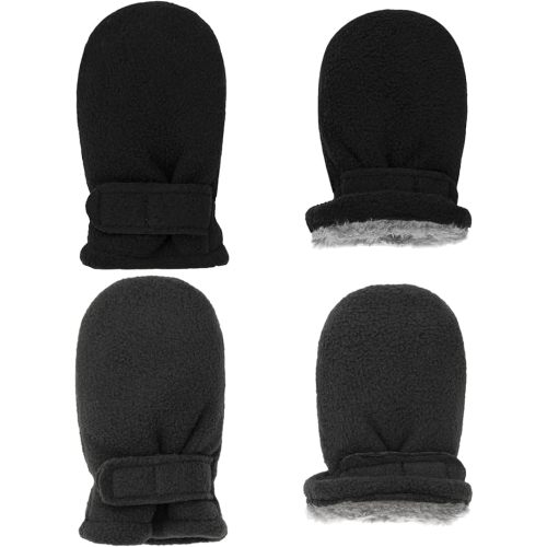 Toddler Baby Boy Girls Winter Warm Mittens - Kids Easy-On Sherpa Fleece Lined Snow Infant Gloves 2 Pairs