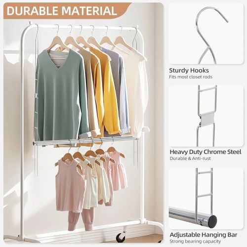 Amazon.com: STORAGE MANIAC Hanging Closet Rod, Adjustable Width and Height Closet Hanging Organizer, Space-Saving Clothes Hanging Bar, Closet Extender Hanging Rod Double Closet Hanging Rod, 2 Pack Chrome : Home & Kitchen