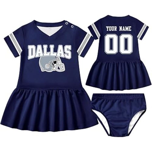 OAOANS Baby Clothes Custom Name Number Girls Dress Jersey Style 0-24 Months
