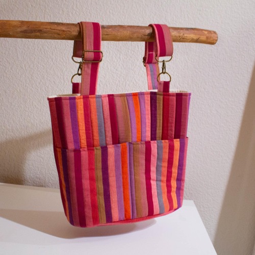 Striped Quilted Stroller Caddy, Convertible Tote Bag with Adjustable Straps