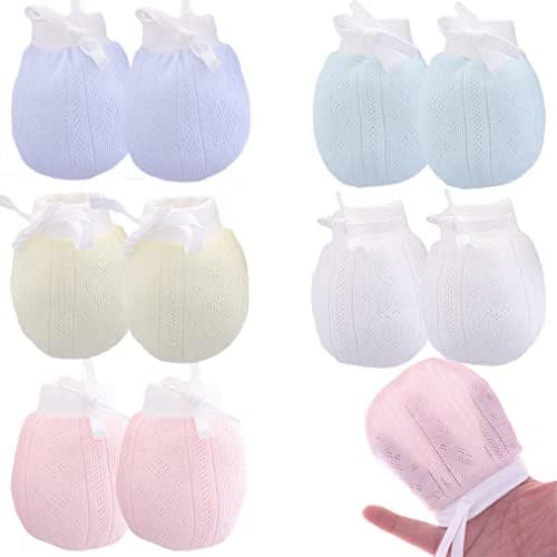 Cute Boys Girls Cotton No Scratch Gloves Drawstring Adjustable Mittens for Baby Infants
