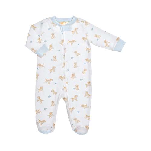 Tiny Puppies Printed Pima Zipped Footie – Posh Tots Children's Boutique