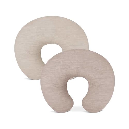 Nursing Pillow Covers 2 Pack, Muslin Nursing Cover for Breastfeeding Pillows, Comfortable for Baby Girls and Boys (Beige & Shadow)