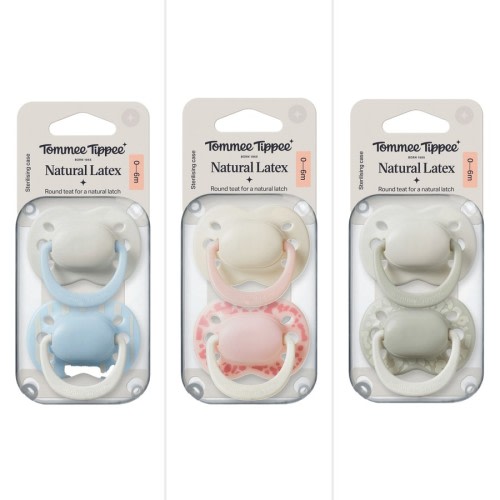 Tommee Tippee Natural Latex Ultimate Fit Soother, 0-6m, 2 Pack Dummies - Assorted*