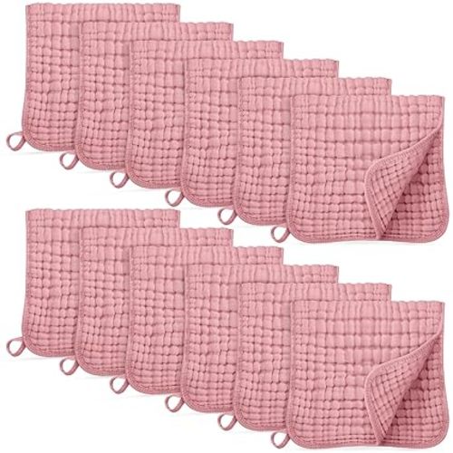 Muslin Burp Cloths for Baby 100% Cotton Burping Cloths for Boys Girls Large 20''X10'' Extra Soft and Absorbent 12 Pack - Bean Paste