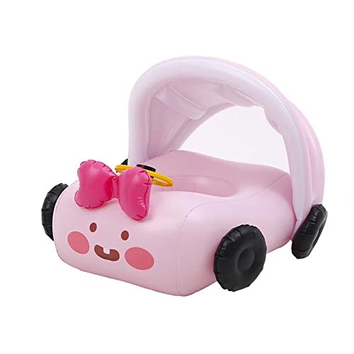 Baby Pool Float, Infant Toddler Swim Floaties with Canopy for 1-5 Years Boys Girls Color Yellow Pink