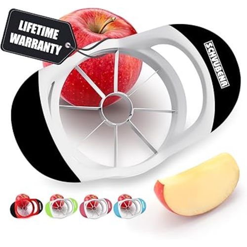 SCHVUBENR 3.5 Inch Apple Slicer - Professional Apple Cutter - Stainless Steel Apple Corer - Super Sharp Apple Slicer and Corer - Apple Tool with 8 Sharp Blades(Black)