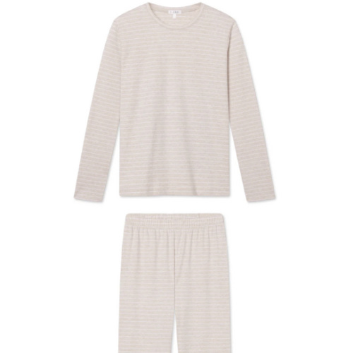 LAKE | Women | Pima Cotton Pajamas | Seaport Triple Stripe Crew Long-Long Set